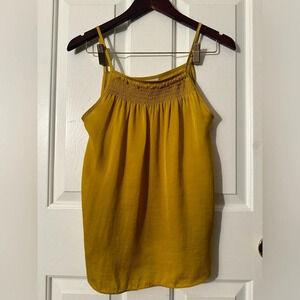 SATURDAY SUNDAY Anthropologie Maurecia Smocked Tank Goldenrod Adjustable Strap S